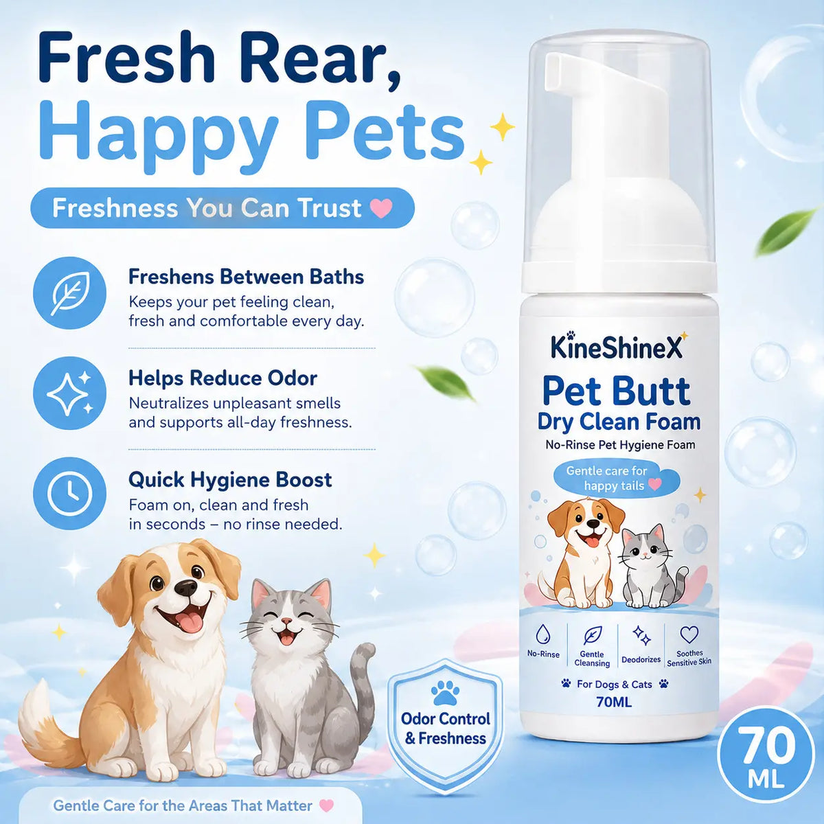 😻2 fľaše za 21 eur😻Pena na suché čistenie zadnej časti tela psov a mačiek – nevyžaduje oplachovanie