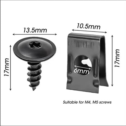 🚗⚙️ Juego universal de clips y tornillos metálicos tipo U para coche