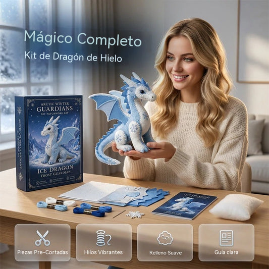 🐉Kit de patchwork de fieltro para crear un dragón de hielo: Set de costura para el guardián del invierno ártico