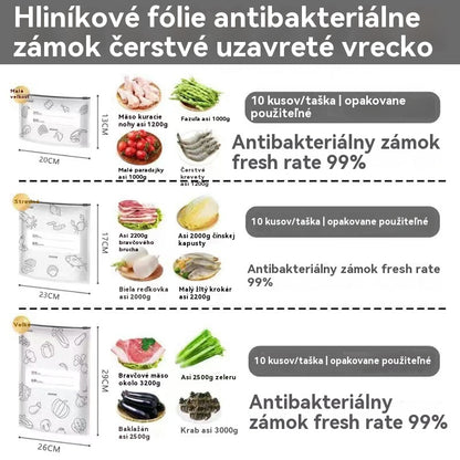 🥩【🔥【10 malých + 10 stredných + 10 veľkých】30 tašiek za 20 eur】Vrecko z hliníkovej fólie potravinárskej kvality so zipsom na zachovanie čerstvosti, vhodné do domácej chladničky
