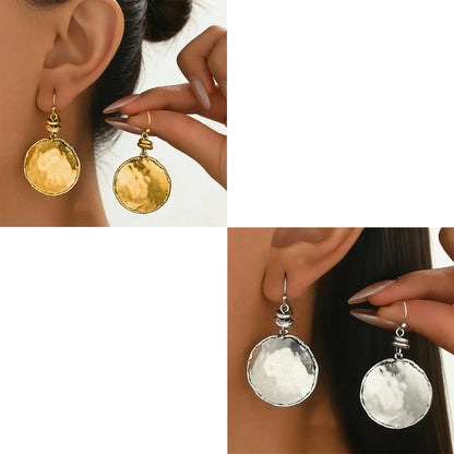 ✨Compra uno y llévate otro gratis🌸Pendientes retro de metal martillado en forma de lágrima