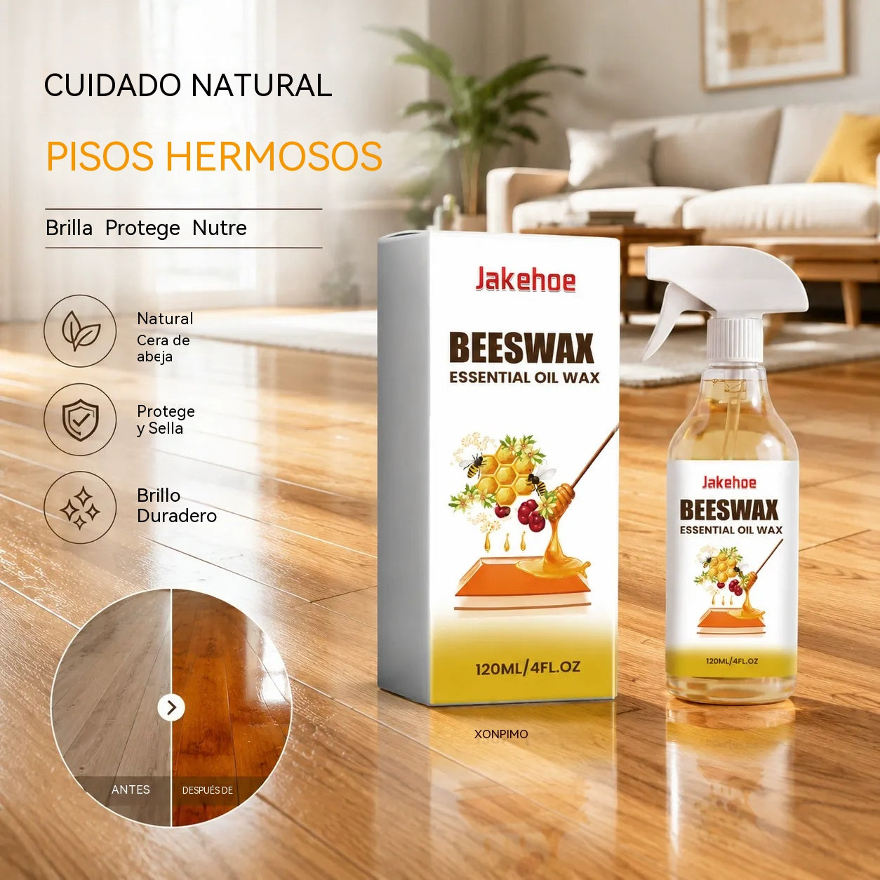 🔥🔥Spray de cera de abeja para la renovación, el abrillantado y la prevención de grietas en suelos de madera.