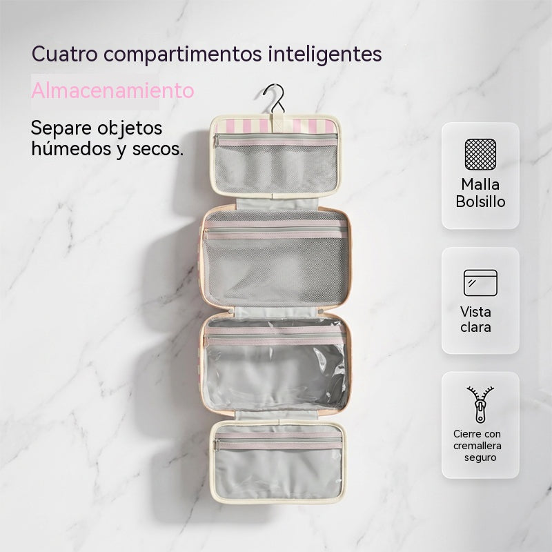 Neceser colgante a rayas para viajes