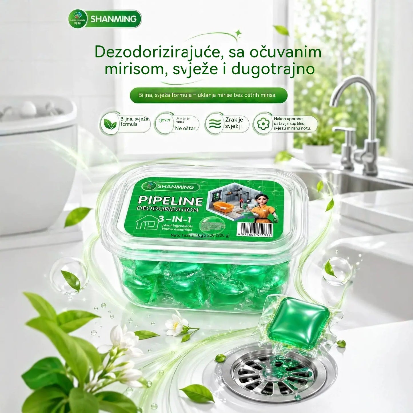 2 kutije (100 kapsula) za 23 €-Vodotopive kapsule za uklanjanje neugodnih mirisa iz odvoda – vrhunsko rješenje za sprječavanje širenja neugodnih mirisa u kupaonicama i kuhinjama.