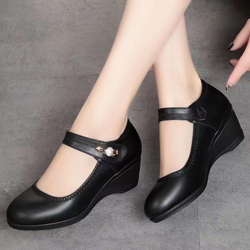 【35-41】Miękkie skórzane buty na obcasie z miękką podeszwą