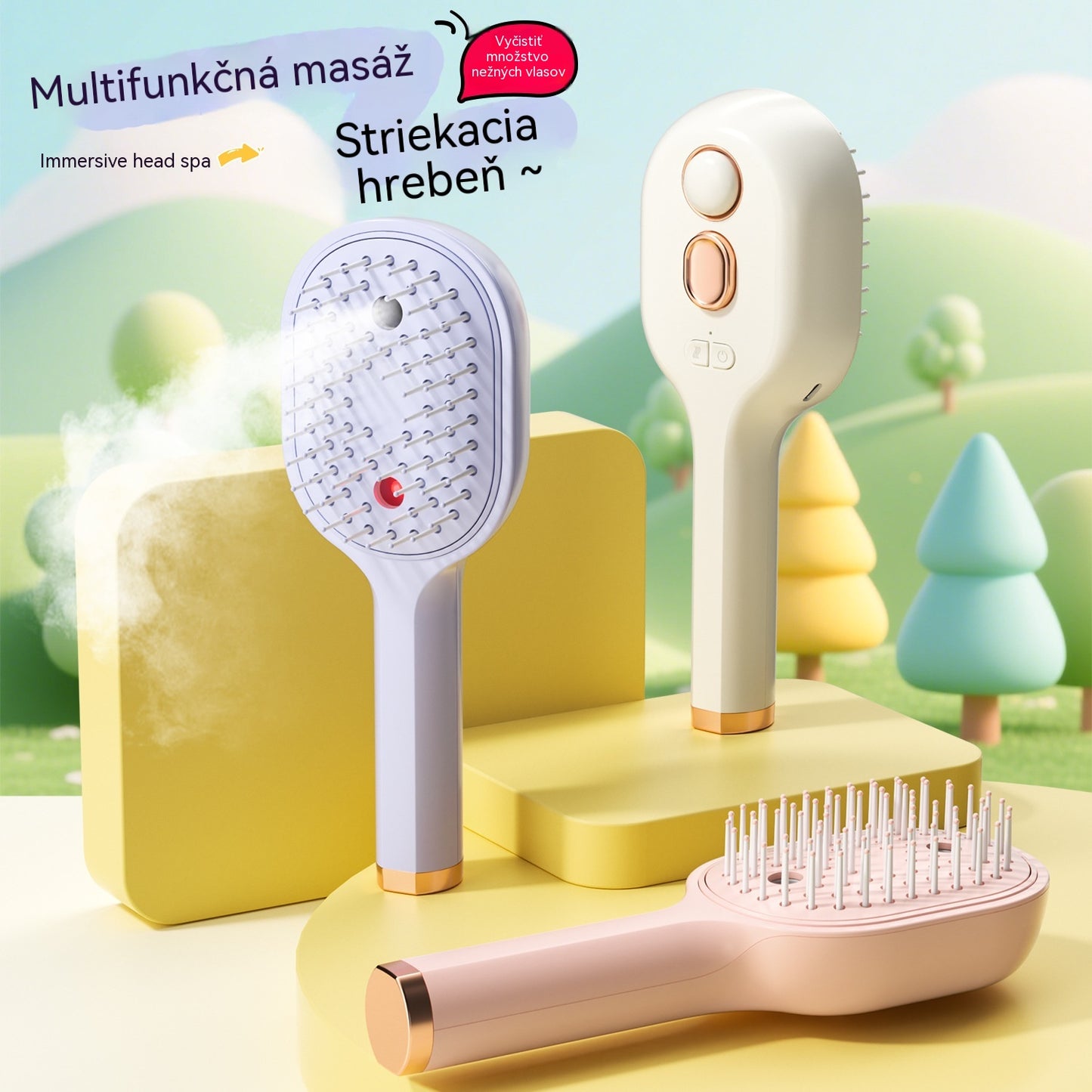 【30%OFF】💖💨Hrebeň s funkciou striekania jedným tlačidlom, ktorá účinne zabraňuje zamotávaniu vlasov.
