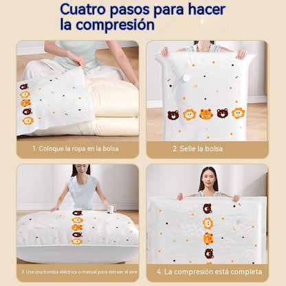🧳【Juego de 5 piezas】💨 Bolsa de almacenamiento al vacío grande y compresible: no requiere bomba, es a prueba de fugas e ideal para ahorrar espacio en maletas y en casa ✈️