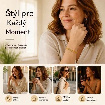 ✨ Využite teraz 50% zľavu! 💛 Široký tkaný sieťovaný náramok: mohutné články, elegantný a trblietavý 🎀