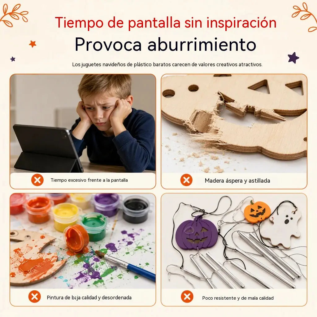 🎃 ¡A mitad de precio! 🪵 Kit de manualidades de calabazas de madera: campanillas de viento de Halloween para hacer tú mismo ✨