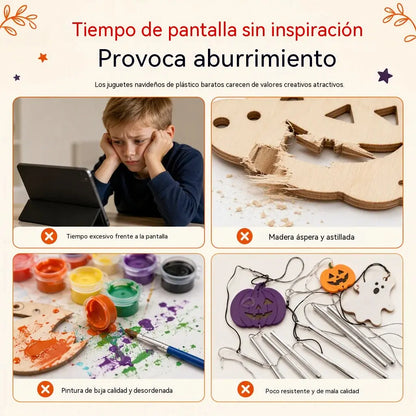 🎃 ¡A mitad de precio! 🪵 Kit de manualidades de calabazas de madera: campanillas de viento de Halloween para hacer tú mismo ✨