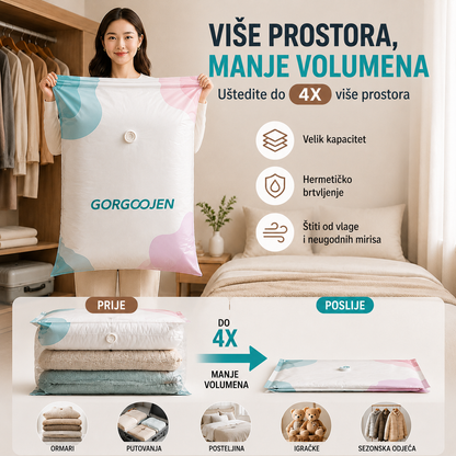 5 komada za 24 eura Velika, stlačiva vakuumska vrećica za pohranu: nije potrebna pumpa, nepropusna je i idealna za uštedu prostora u koferima i kod kuće
