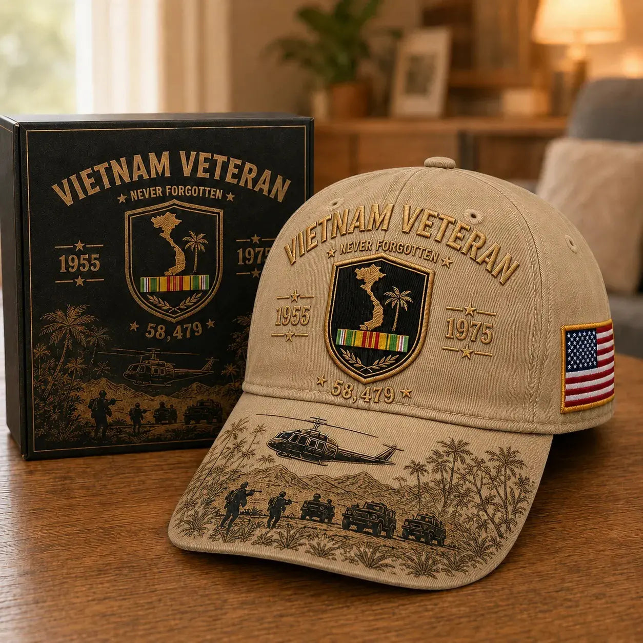 🏆Último día de promoción: ¡45% de descuento! 🏜️ Gorra conmemorativa para veteranos de la Guerra del Golfo – Gorra de veterano con el escudo del desierto