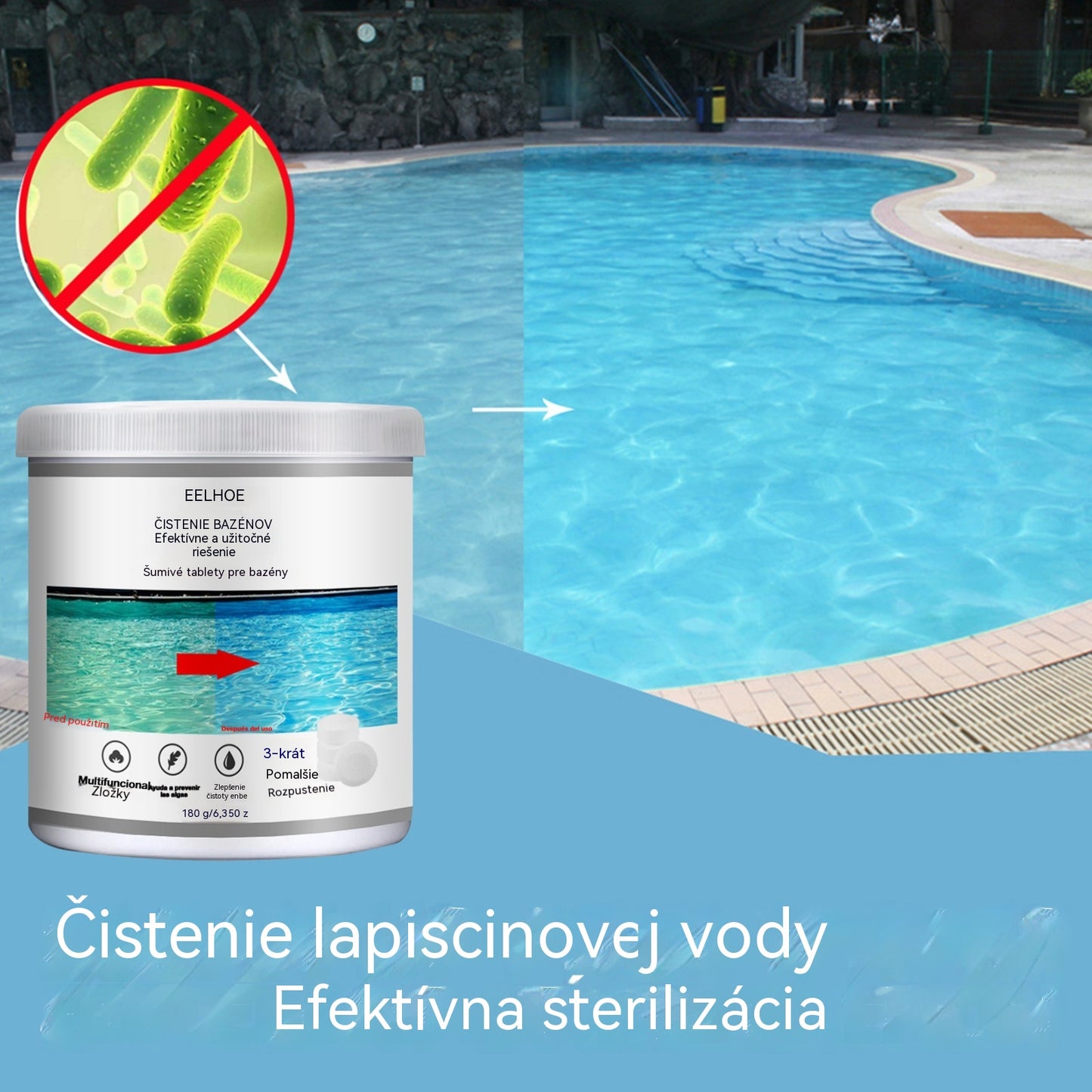 2 kusy 22€🔥Kúpte 1 a získajte 1 zadarmo (2 fľaše) šumivé tablety na čistenie bazénov