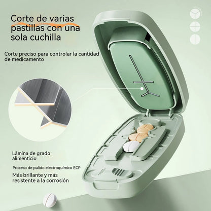 💊 Cortador de pastillas portátil con caja de almacenamiento