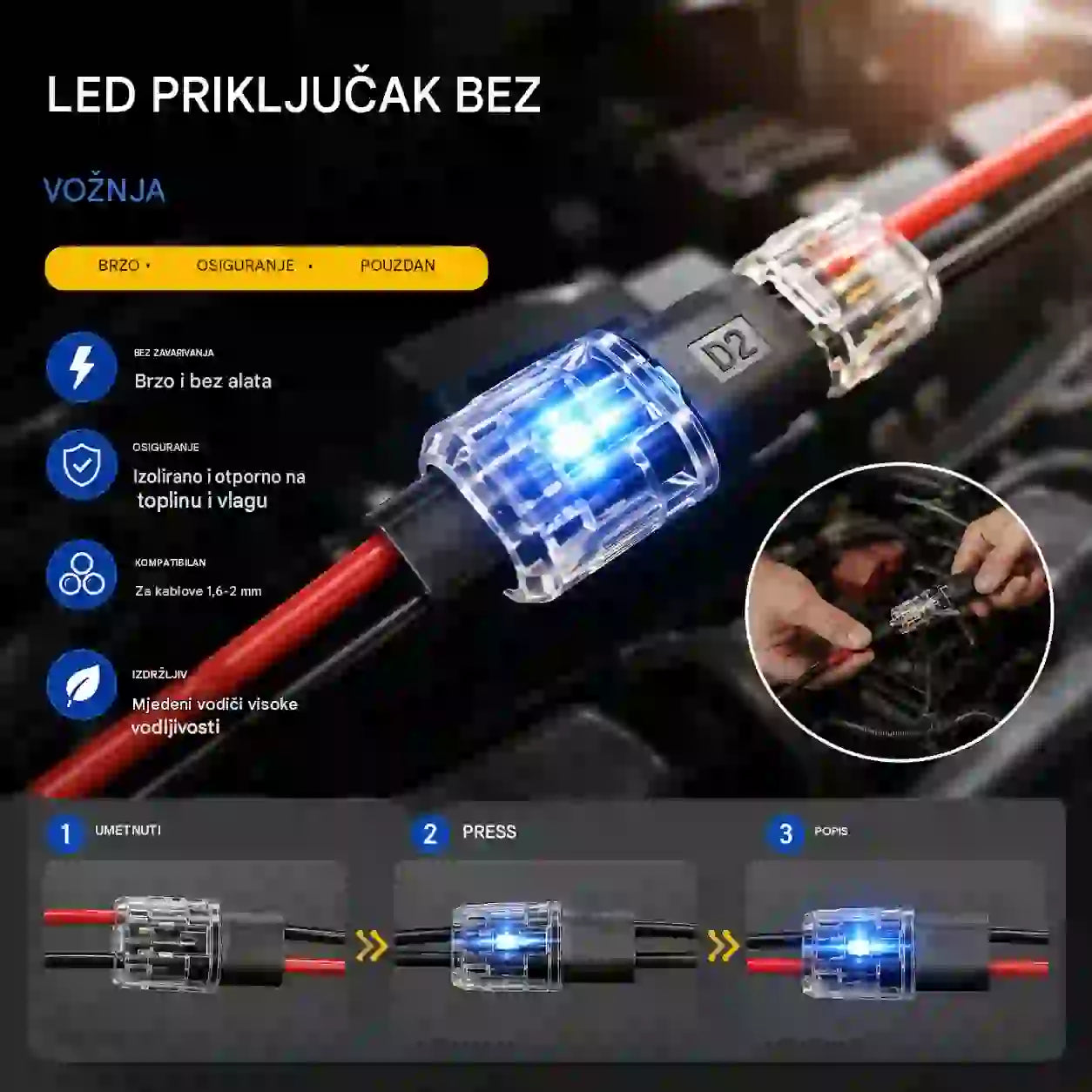🥳 50% popusta! ⏰ 【1000 komada na zalihi】Priključak za žicu bez skidanja izolacije, s kopčom za zaključavanje, sigurnim zatvaranjem i protukliznom površinom ⚡️
