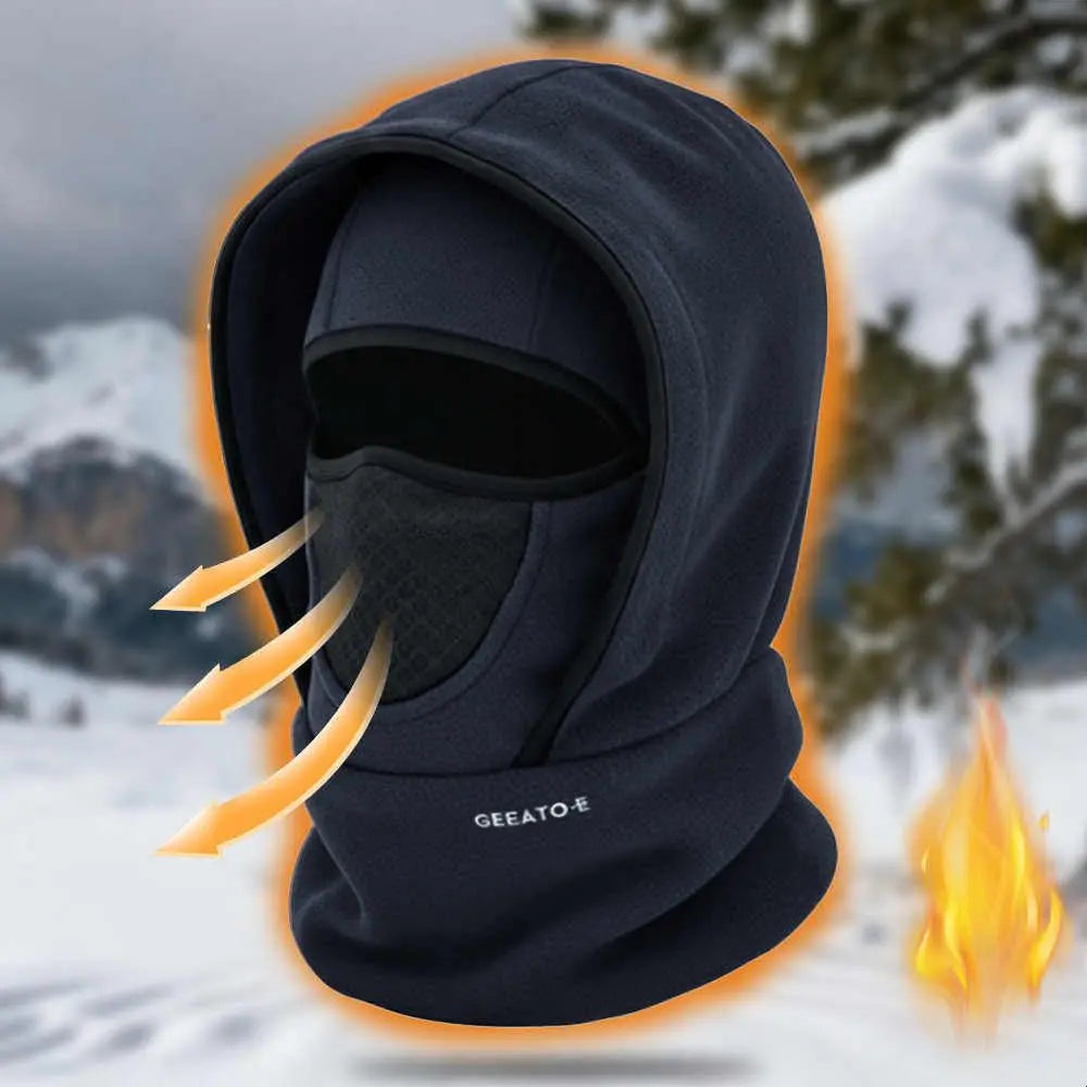 🎉🧣❄️ Topla, dvoslojna kapa od flisa otporna na vjetar koja štiti lice – idealna za zimu.