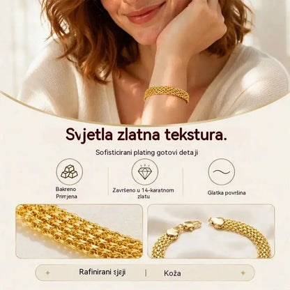 ✨ Iskoristite 50% popusta! 💛 Široka tkana mrežasta narukvica: debele karike, elegantna i blistava 🎀