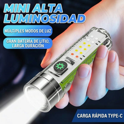 👍👍Linterna compacta de alta intensidad con luz lateral multifunción, carga rápida tipo C, portabilidad y batería de duración ultralarga.