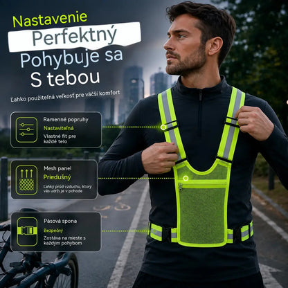 【🔥🔥2 kusy 25 eur】Reflexná vesta s vysokou viditeľnosťou, nastaviteľná, s vreckami, bezpečná bežecká výbava.
