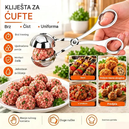 2 komada za 22 € 🍝 Oblikujte okruglice bez ljepljivih ruku – Kliješta za okruglice od nehrđajućeg čelika | Čelik tipa 304 (siguran za hranu), premaz protiv prianjanja