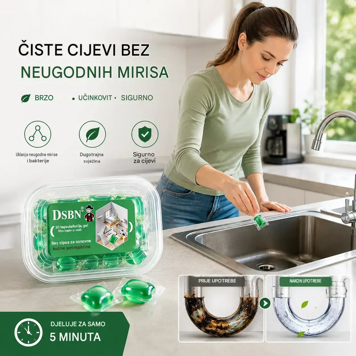 2 kutije (ukupno 100 tableta)🏠💧Drain dezodorans kapsule - bioenzimski sastav neutralizira mirise izravno na njihovom izvoru.