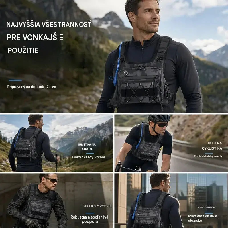 🥳🚴💨 ZĽAVA 50 %! Cyklistická vesta s integrovaným hydratačným systémom: odolná, vodeodolná, s viacerými vreckami a taktickými popruhmi. Noste vodu a nevyhnutnosti bez použitia rúk – ideálna na dlhé jazdy! 🎒✨