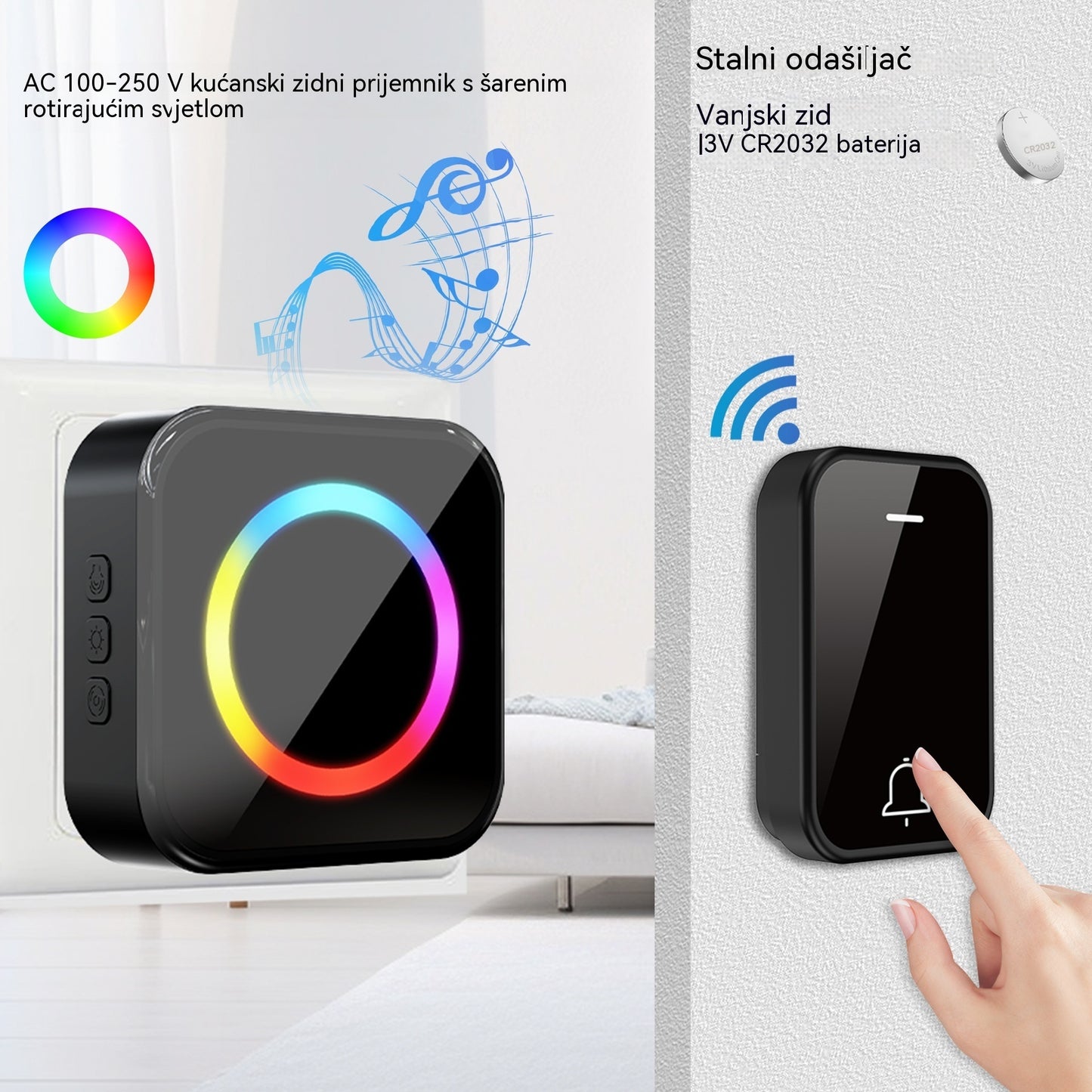 🔔🏠 2-u-1 pametno bežično zvono za vrata – bežično, vodootporno, jednostavno za instalaciju