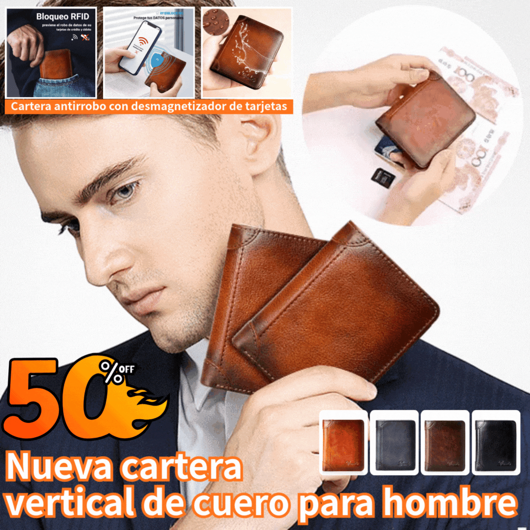 30%OFF👝✨ Nueva cartera antirrobo de cuero genuino para hombre