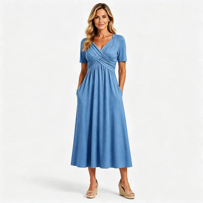 💟【50% popusta】【Veličine S-3XL】Jednobojna midi ležerna haljina