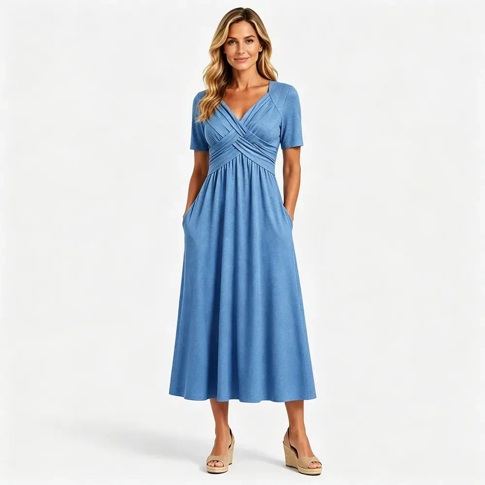 💟【50% popusta】【Veličine S-3XL】Jednobojna midi ležerna haljina