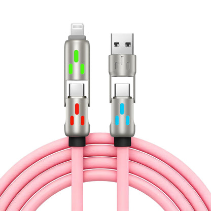 🔥 【2 sztuki za 89 zł】 🔥 (2 metry długości) Kabel 4 w 1 PD 240 W – USB-C, Lightning i szybkie ładowanie USB-A, aluminium i silikon, synchronizacja danych ⚡📱