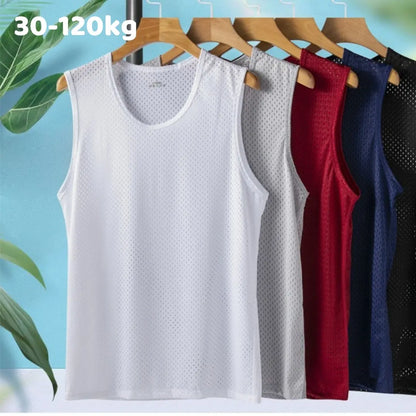 🔥🔥【2 piezas】【30-120kg】Camiseta informal de seda helada para hombre ✅ Ligera, transpirable y de secado rápido.