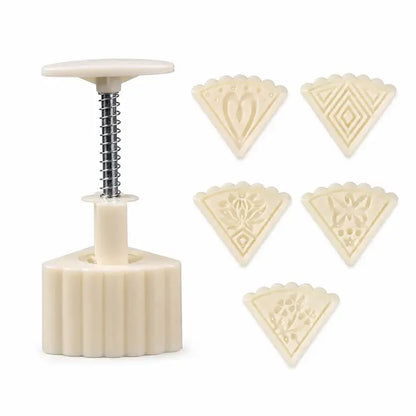 🥮Un juego de moldes para pasteles de luna con formas de flores en 3D.