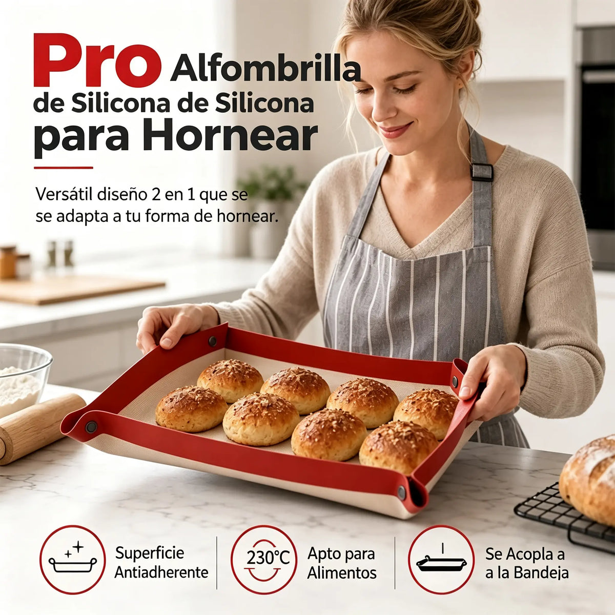 3 piezas por 29 euros 🍪 ¡50% DE DESCUENTO AHORA! 🧁 Tapete de silicona reutilizable antiadherente para hornear: resistente al calor, duradero y fácil de limpiar. Perfecto para galletas, pasteles y hornear sin ensuciar ✨