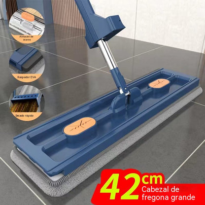 【37€】Mopa + 6 paños de limpieza--Nuevo modelo 2026: Mopa plana de 42 cm con sistema manos libres