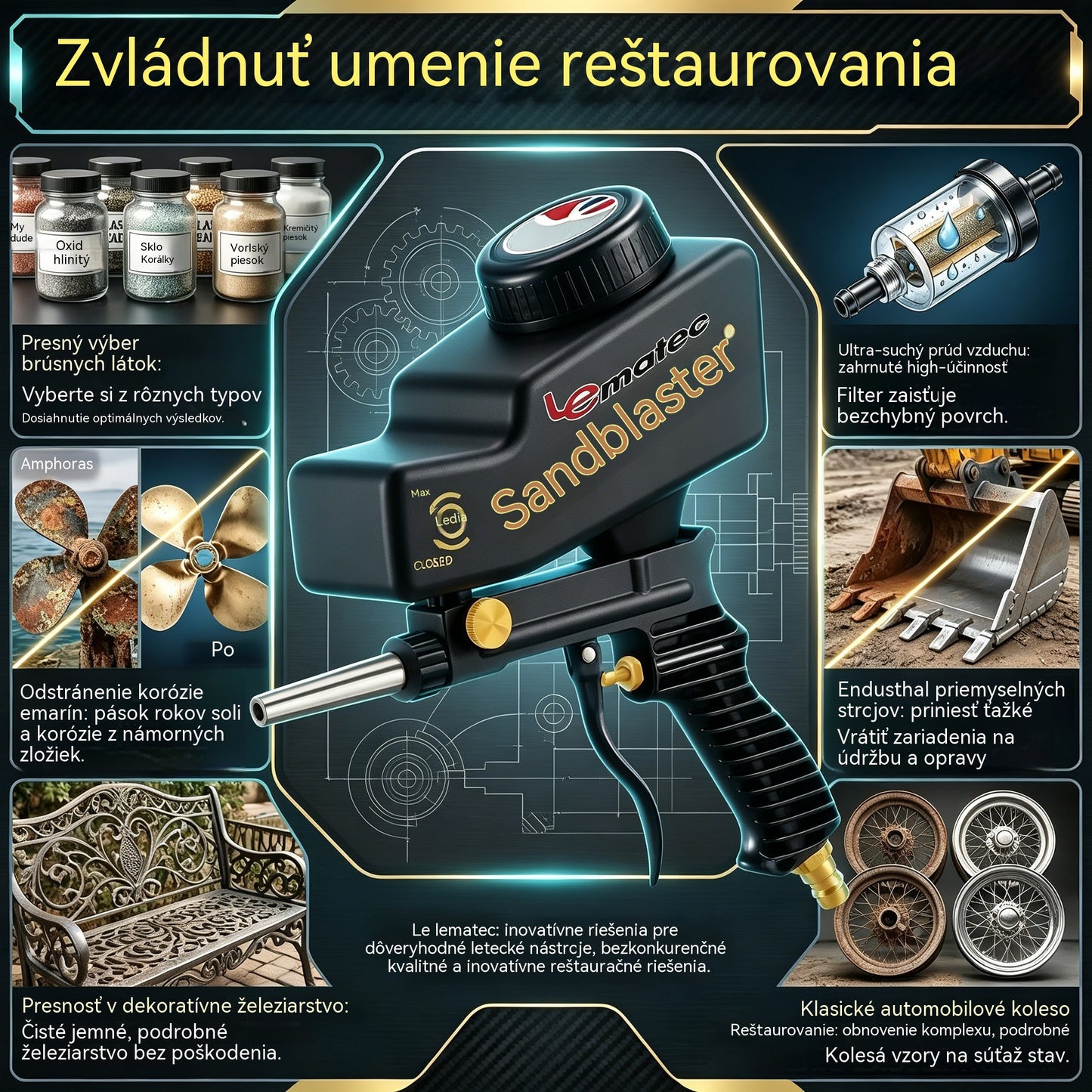 🔫✨ Prenosná pieskovacia pištoľ s gravitačným podávaním – na odhrdzavenie, leptanie a odhrotovanie