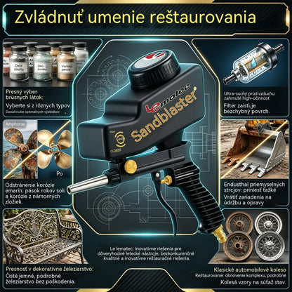 🔫✨ Prenosná pieskovacia pištoľ s gravitačným podávaním – na odhrdzavenie, leptanie a odhrotovanie