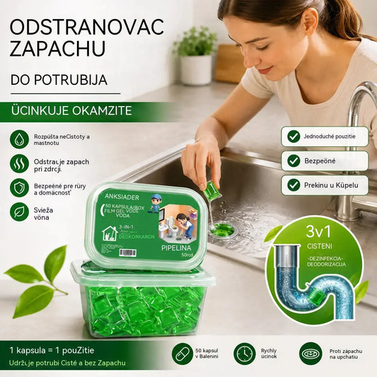 2 pakiranja (100 tableta) za 23 eura.. Kapsule topljive u vodi za uklanjanje mirisa iz odvoda – savršeno rješenje za sprječavanje širenja neugodnih mirisa u kupaonicama i kuhinjama.