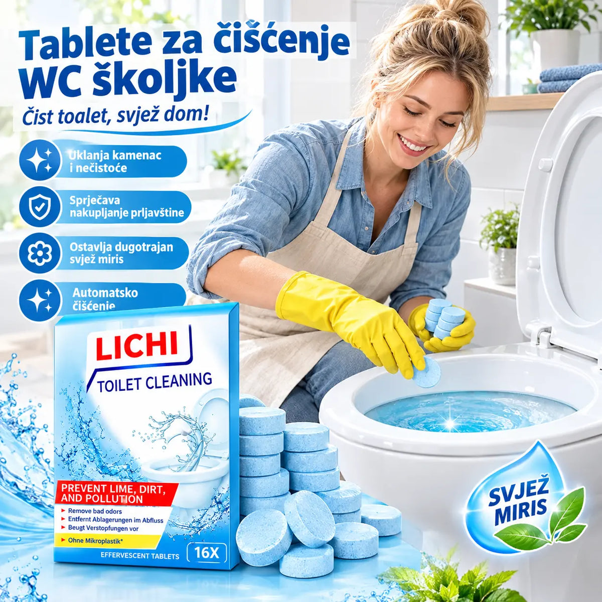 Kupite 3 i dobijte 3 gratis snažne šumeće tablete za čišćenje WC školjke