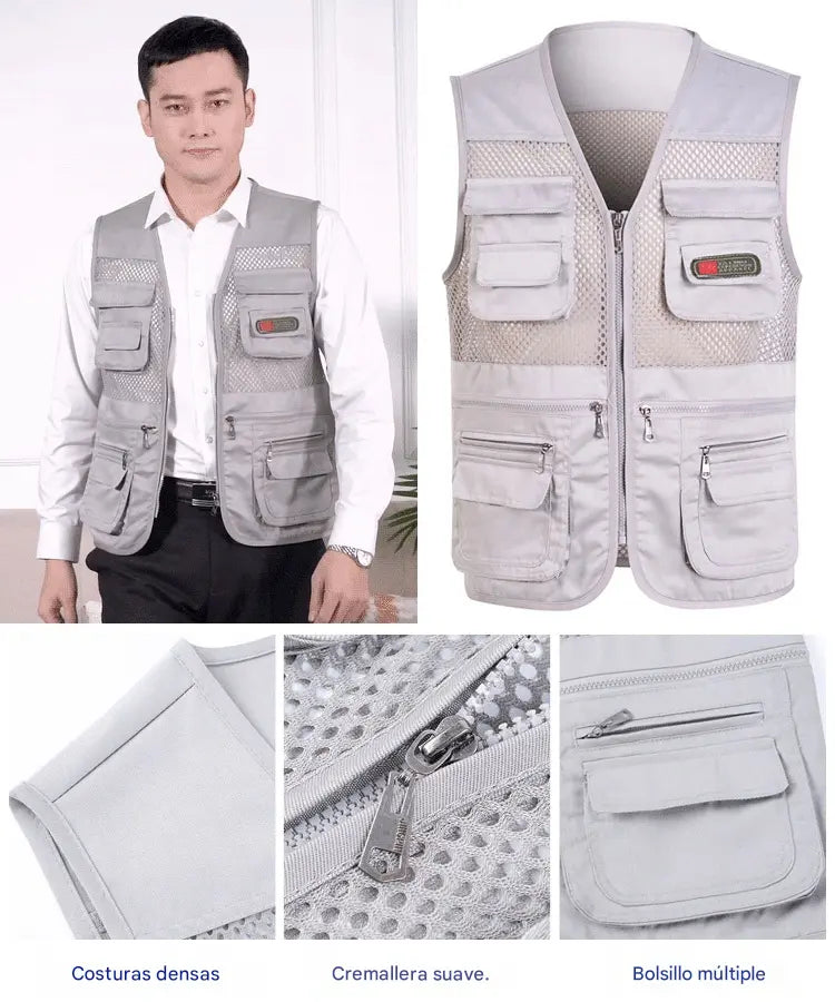 😎Chaleco sencillo y funcional con múltiples bolsillos 🔥【XL-4XL】