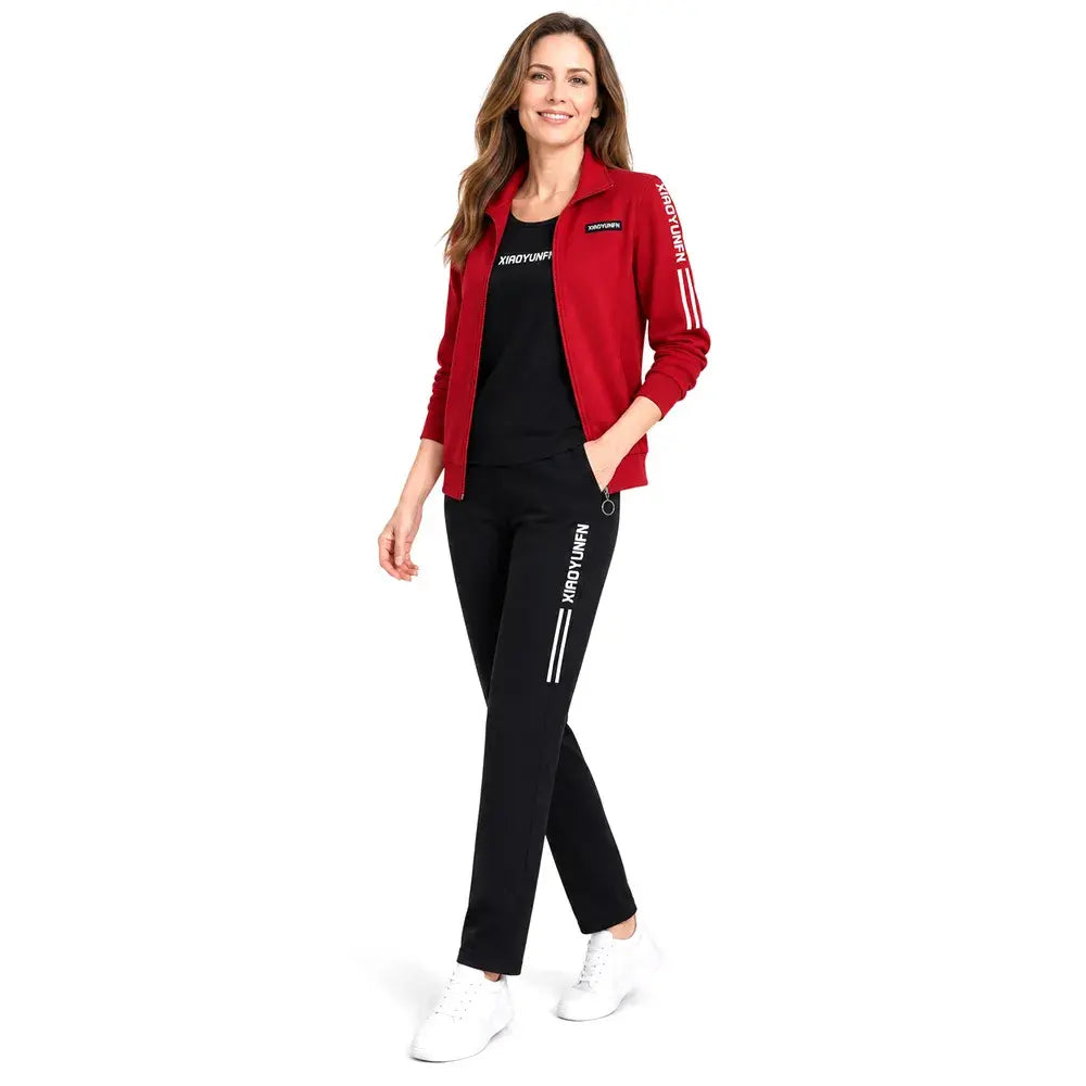 🌸Elegancija i vrhunska udobnost! Ženski elegantni sportski set od tri dijela (jakna na patentni zatvarač + majica kratkih rukava + trenirka / Veličine: M-6XL)! ✨