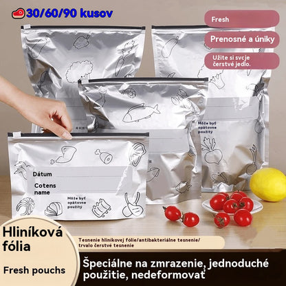 🥩【🔥【10 malých + 10 stredných + 10 veľkých】30 tašiek za 20 eur】Vrecko z hliníkovej fólie potravinárskej kvality so zipsom na zachovanie čerstvosti, vhodné do domácej chladničky