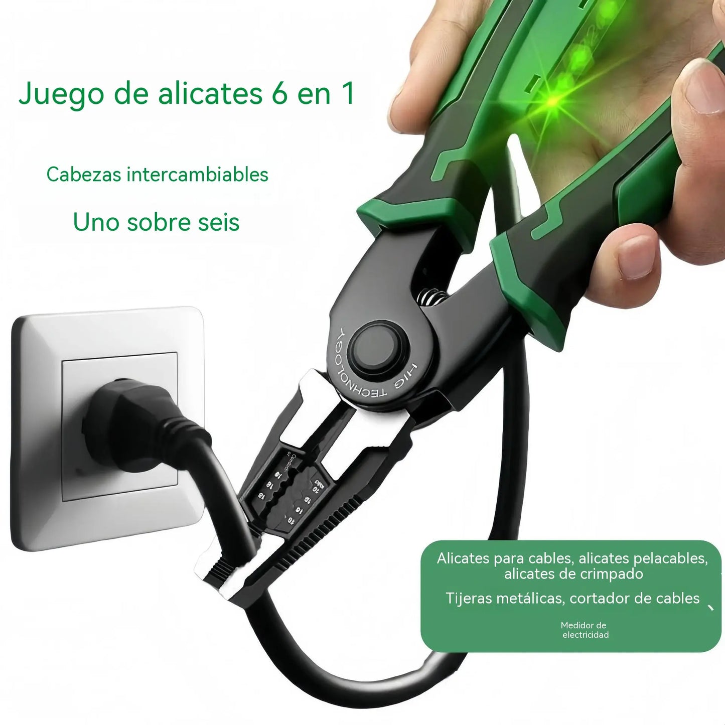 Alicates multifuncionales: alicates universales para electricista de alta dureza (con función de comprobación de voltaje y capacidad 5 en 1), pelacables/cortacables y alicates de punta fina.