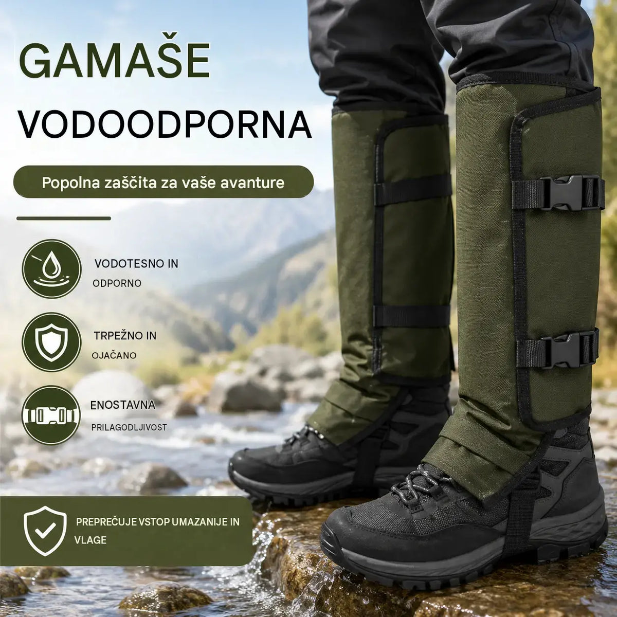 📢📢 50 % POPUST!🚶‍♂️ Nastavljive uniseks gamaše za aktivnosti na prostem, odporne proti kačam, izdelane iz trpežne in proti obrabi odporne tkanine, primerne za lov in pohodništvo.