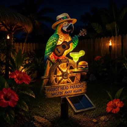 🦜 🦜 Esta es una linda estatua de loro que funciona con energía solar.