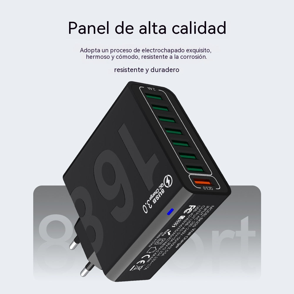 Cargador rápido USB 8 en 1 con puertos impermeables - Estación de carga multipuerto para múltiples dispositivos, concentrador de alta velocidad con enchufe 🎵