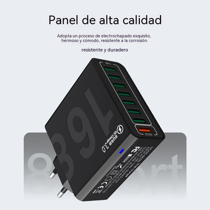 Cargador rápido USB 8 en 1 con puertos impermeables - Estación de carga multipuerto para múltiples dispositivos, concentrador de alta velocidad con enchufe 🎵