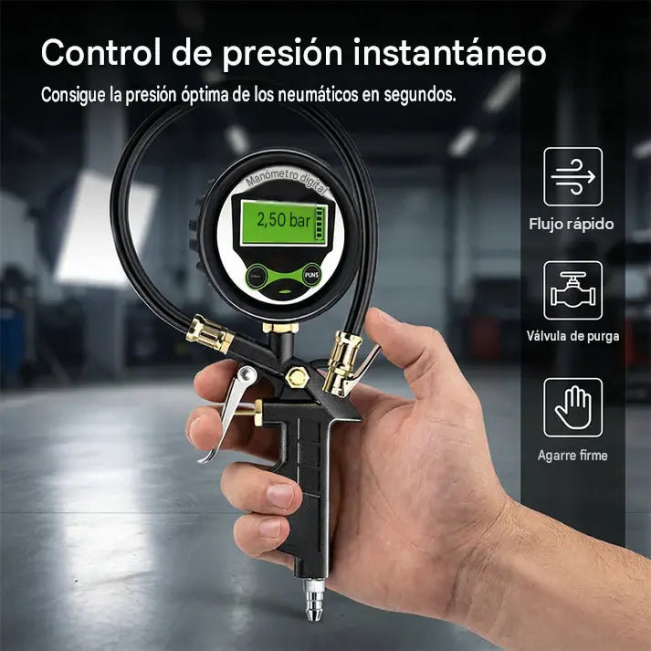 🏆¡Producto estrella! ¡50% de descuento! 🚗Inflador de neumáticos digital con manómetro y válvula con luz LED.