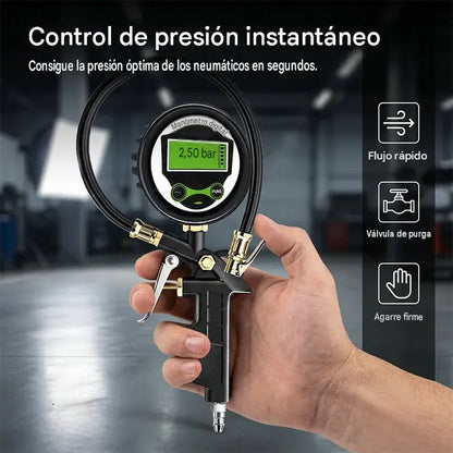 🏆¡Producto estrella! ¡50% de descuento! 🚗Inflador de neumáticos digital con manómetro y válvula con luz LED.