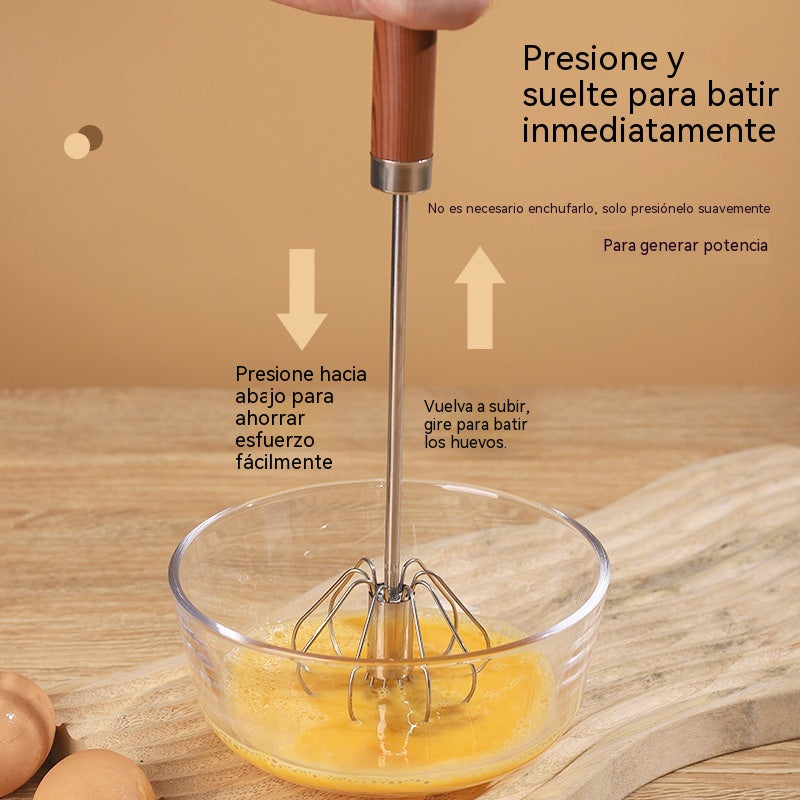 26€【 Conjunto de 2 piezas】Batidor de huevos semiautomático de acero inoxidable